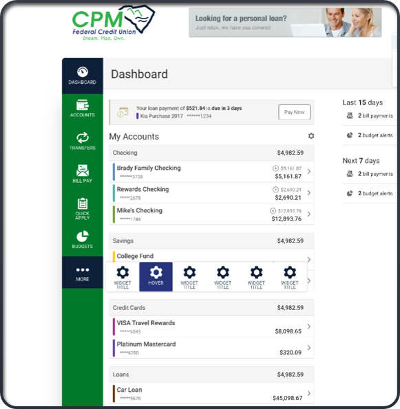 OLBgraphic online banking account dashboard