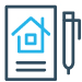 drawing of a house on a piece of paper with a pen next to it