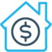 homebuying house outline with a dollar sign in the middle