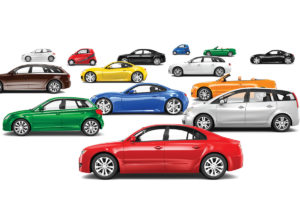 a bunch of cars in different colors