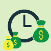 bags of money with a clock symbolizing a certificate of deposit
