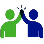 two figures doing a high five