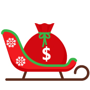 bag of money in a sleigh